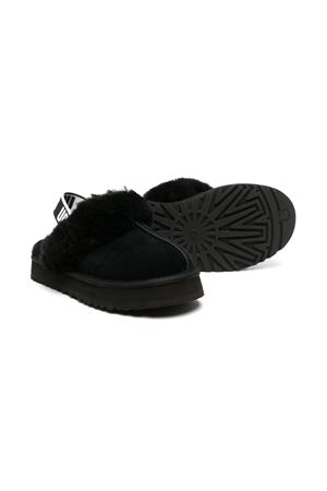 black leather funkette slippers UGG KIDS | 1130395KBLK